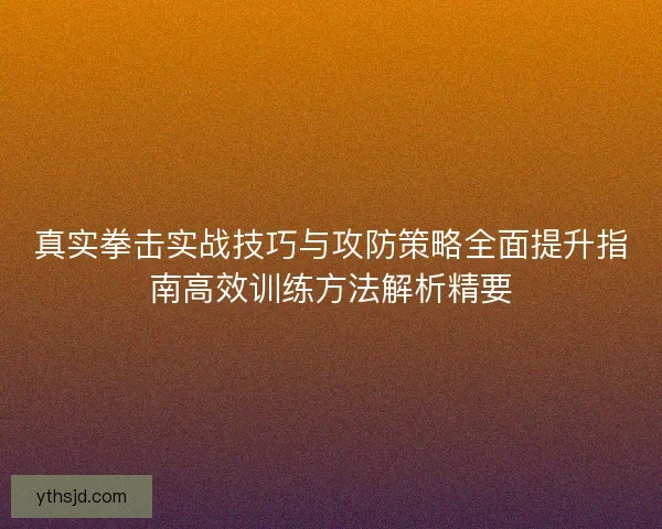 真实拳击实战技巧与攻防策略全面提升指南高效训练方法解析精要